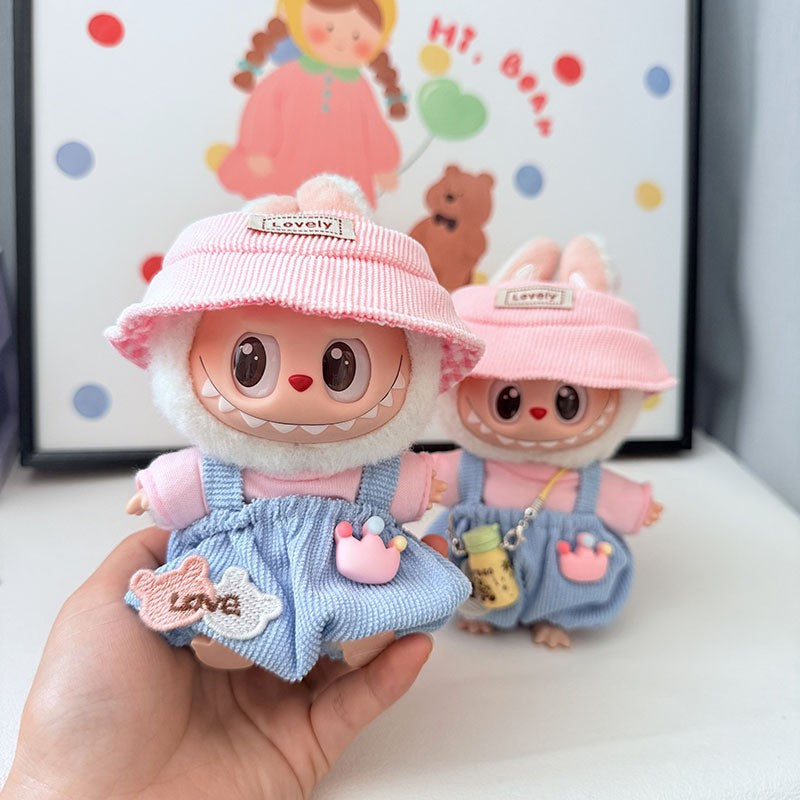 The first, second and third generation keychain Labubu clothes pendant Labubu baby clothes trendy sweater overalls set is cute.