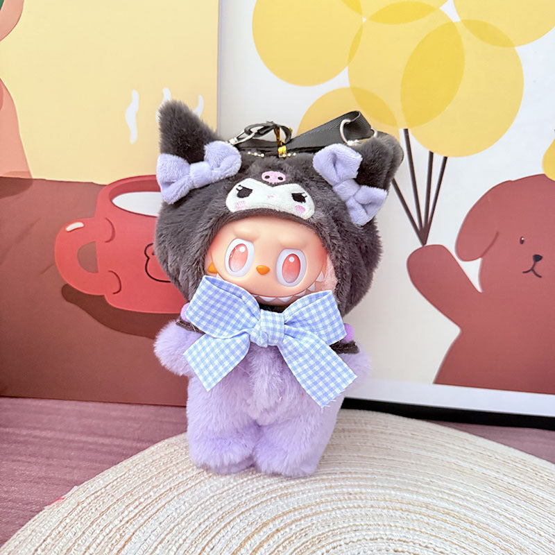 The first, second and third generation keychain Labubu clothes pendant Labubu baby Yipaqia dog small animal tote bag is cute.