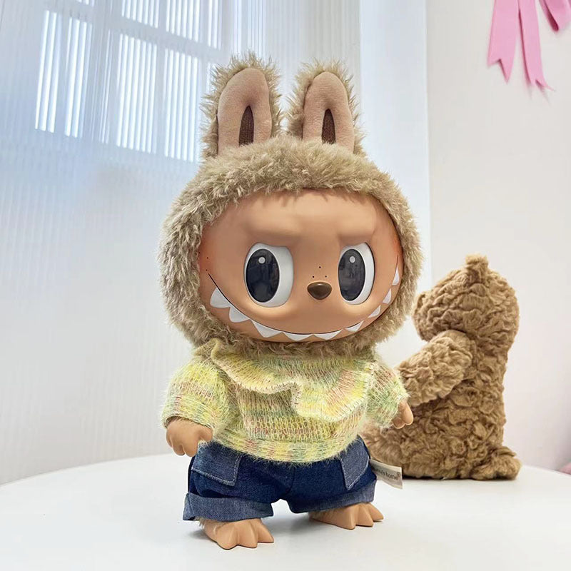 38Cm Labubu doll clothes Labubu vinyl plush doll tie-dye ruffle edge sweater set new