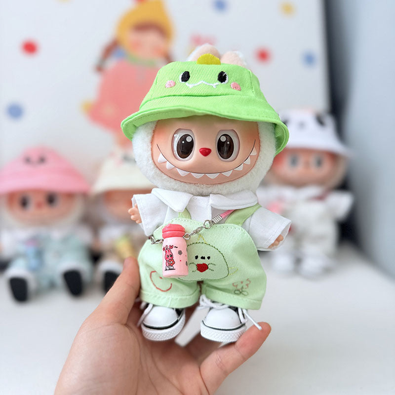 First and second generation keychain Labubu clothes pendant Labubu baby clothes cat puppy fish overalls set cute