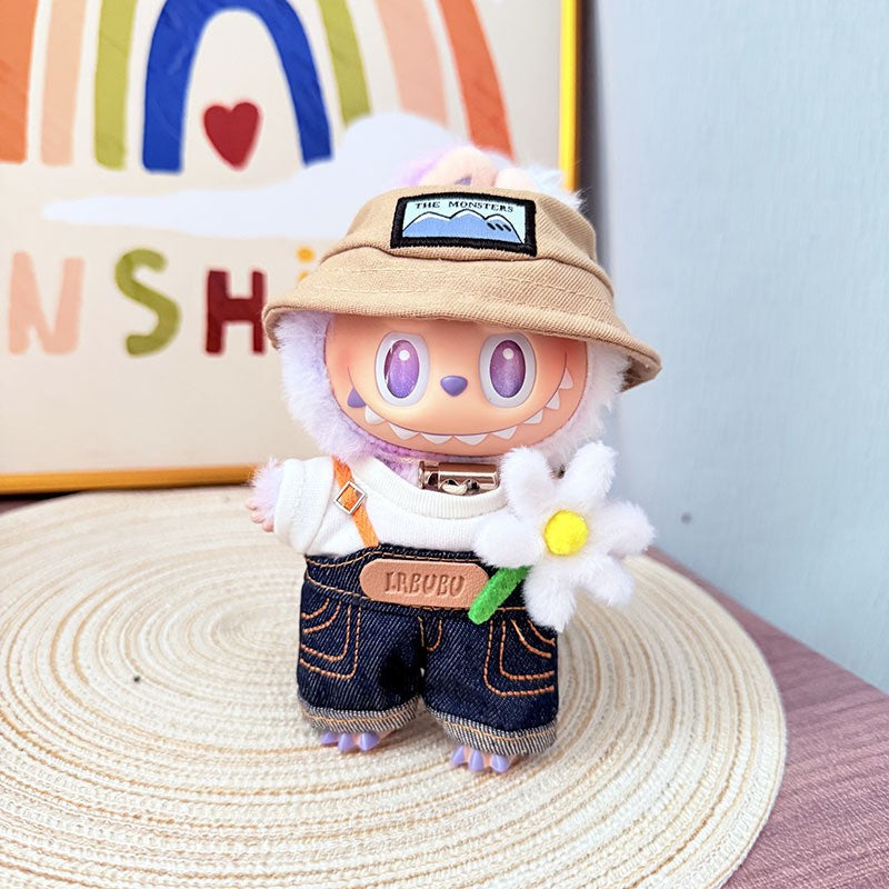 The first, second and third generation keychain Labubu clothes pendant Labubu baby clothes trendy sweater overalls set is cute.
