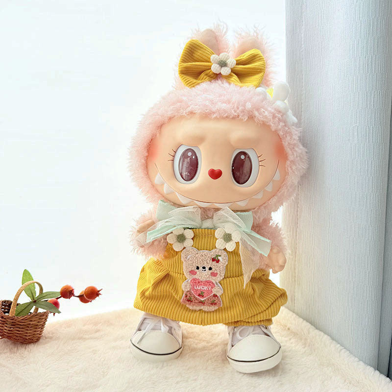 38Cm Labubu plush doll clothes for Labubu doll clothes MOKOKO sweetheart spring overalls