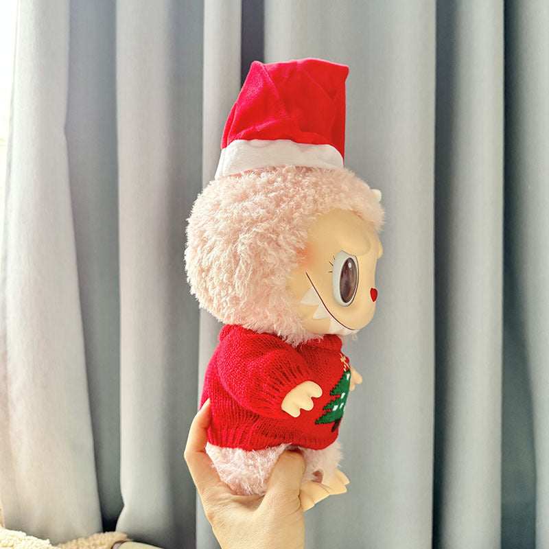 38Cm Labubu plush doll dress for Labubu doll MOKOKO sweetheart Christmas tree sweater set