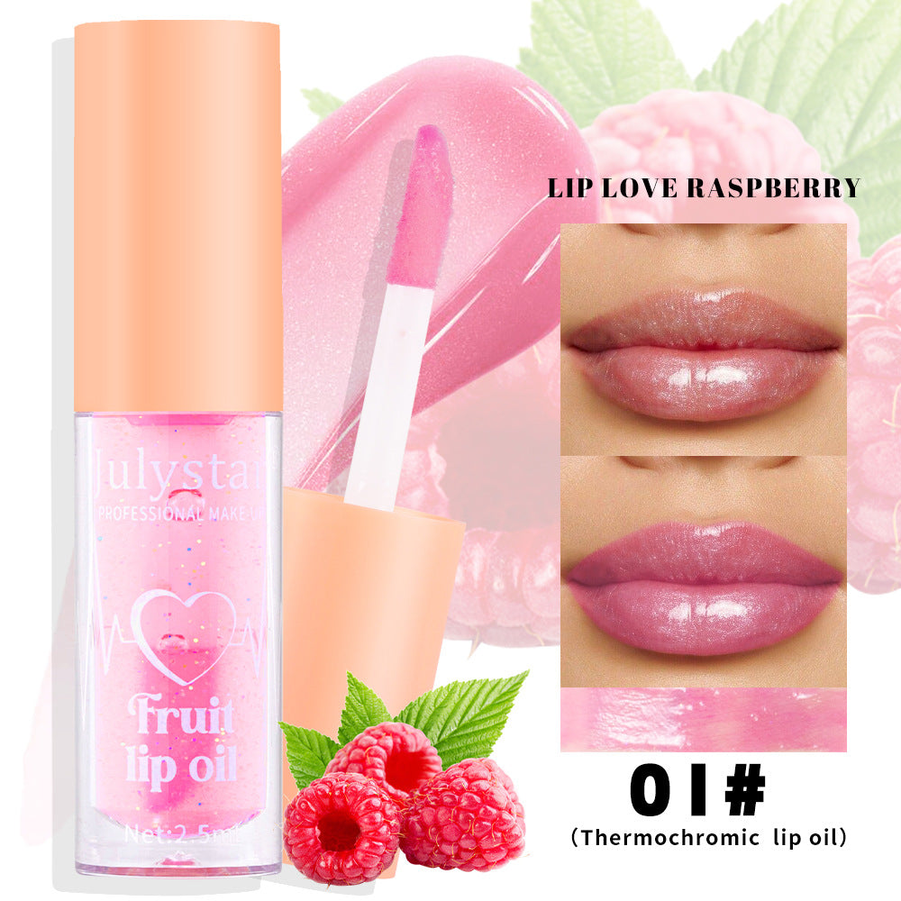 Julystar 20 Color Fruit Lip Glaze Water Light Transparent Moisturizing Moisturizing Temperature Variable Pearlescent Lip Oil