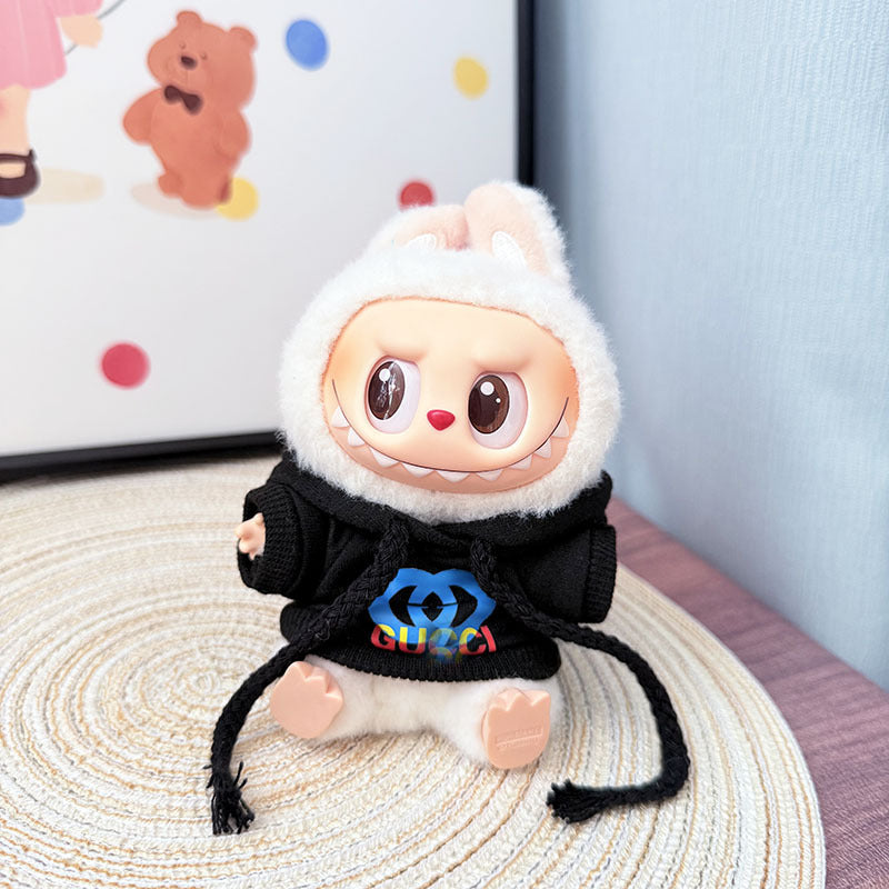 The first, second and third generation keychain Labubu clothes pendant Labubu baby clothes trendy sweater overalls set is cute.