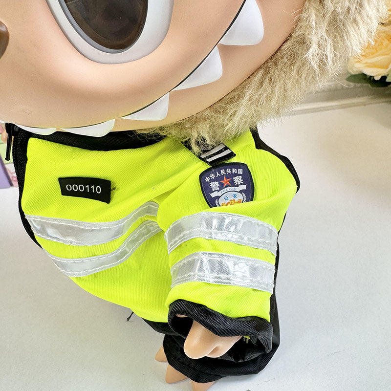 38Cm Labubu plush doll clothes for Labubu doll clothes Traffic uniform suit Cool handsome cute