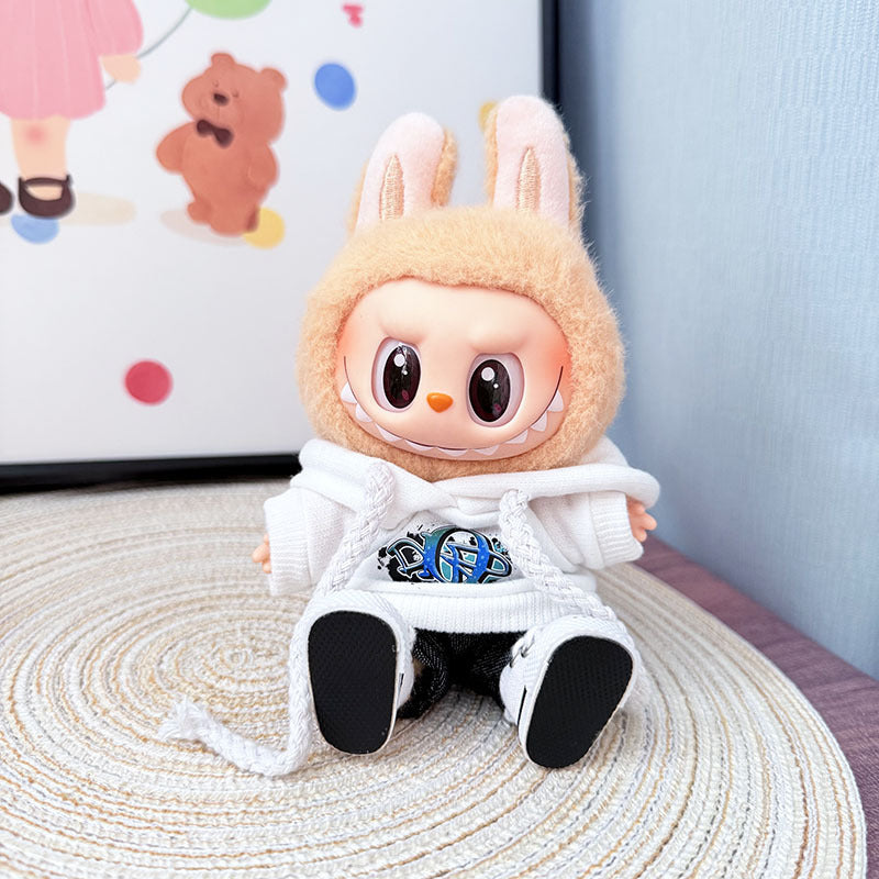 The first, second and third generation keychain Labubu clothes pendant Labubu baby clothes trendy hooded sweater set is cute.