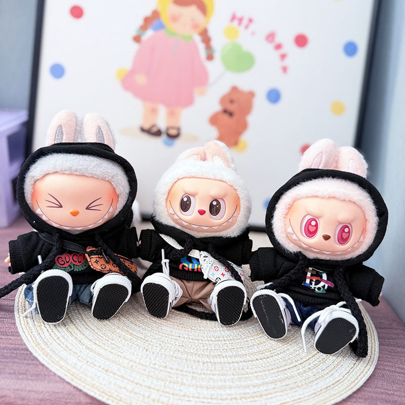 The first, second and third generation keychain Labubu clothes pendant Labubu baby clothes trendy hooded sweater set is cute.