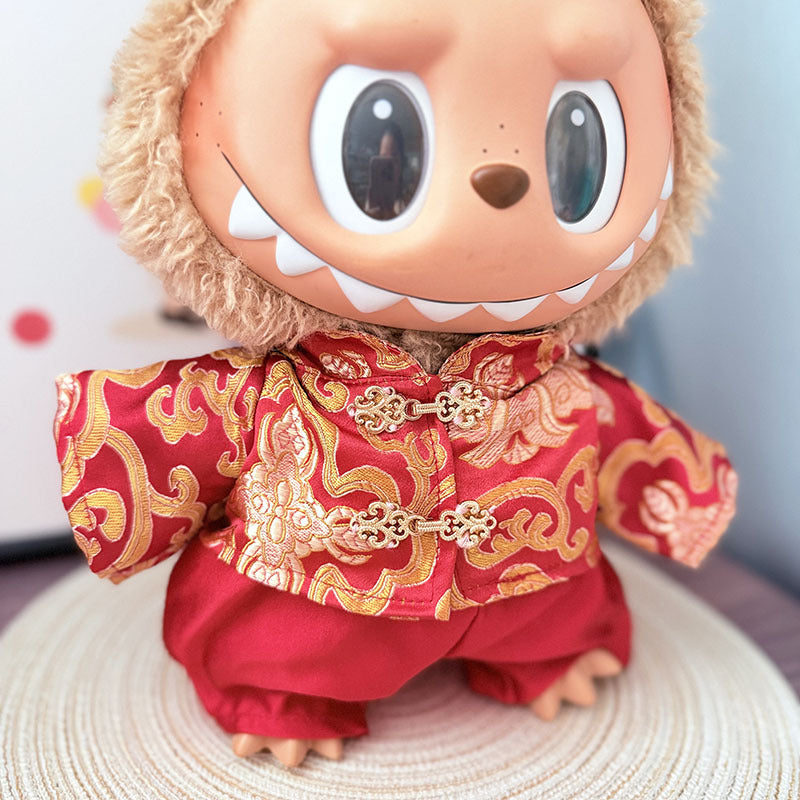 38Cm Labubu plush doll dress for Labubu doll MOKOKO auspicious cloud bride and groom suit