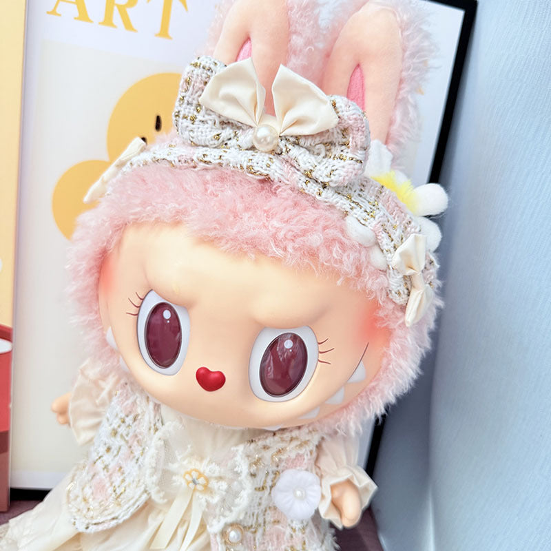 38Cm Labubu vinyl plush doll clothes for Labubu doll clothes flower sugar puff skirt set