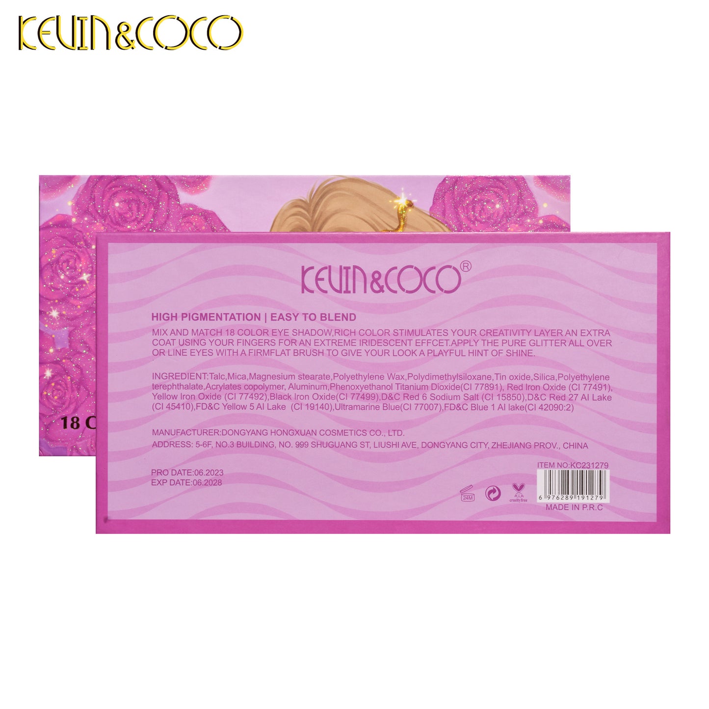 KEVIN & COCO18 color eyeshadow disc, beaded matte, high-value girl eyeshadow comes with it.