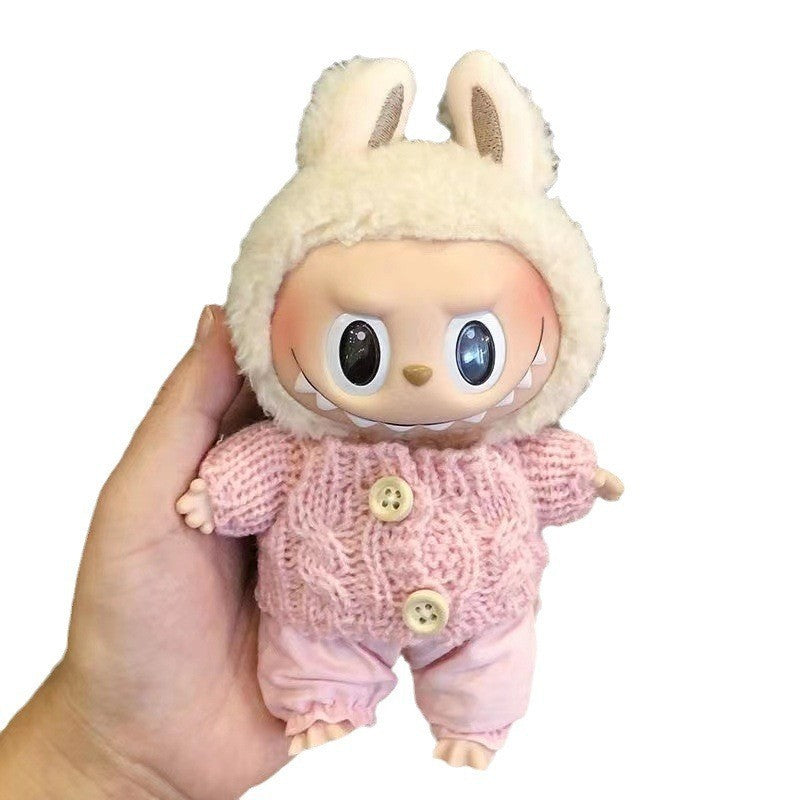 15Cm blind box rabub casual satchel set macaron labubu pendant doll nightdress set cute