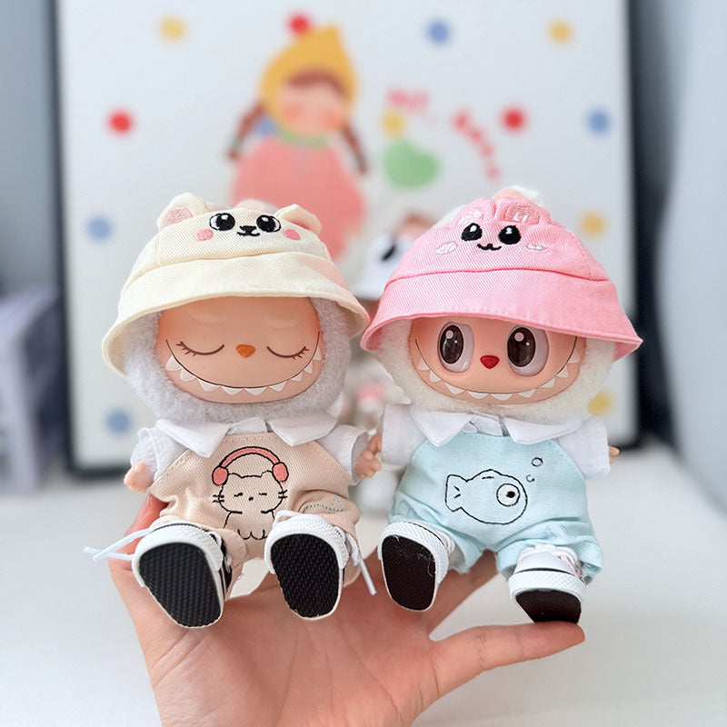 First and second generation keychain Labubu clothes pendant Labubu baby clothes cat puppy fish overalls set cute