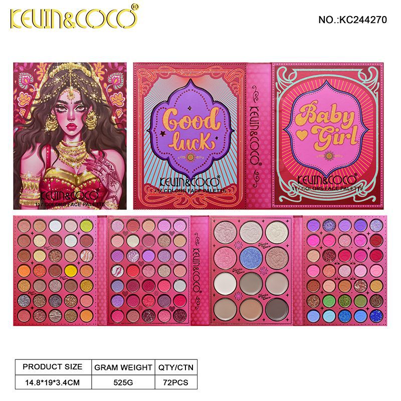 105-Color eyeshadow disc, four-layer folded model, beaded matte eyeshadow-highlight blush integrated disc