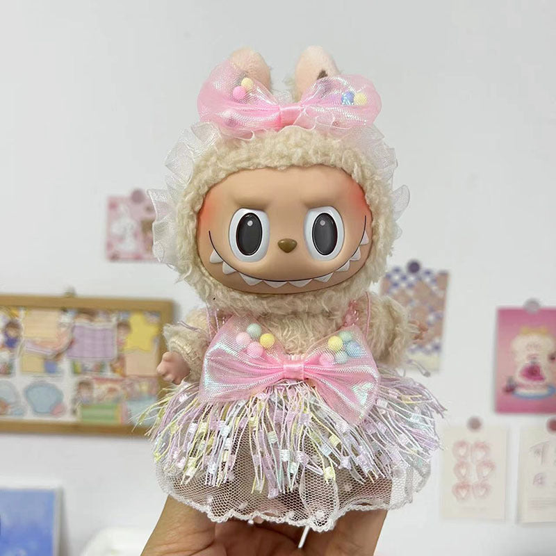 17Cm blind box rabub for stylish zipper shirt cool zipper sweater labubu pendant clothes cute