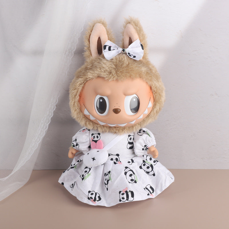 38Cm Labubu vinyl plush doll clothes for Labubu doll clothes striped animal shirt set cute