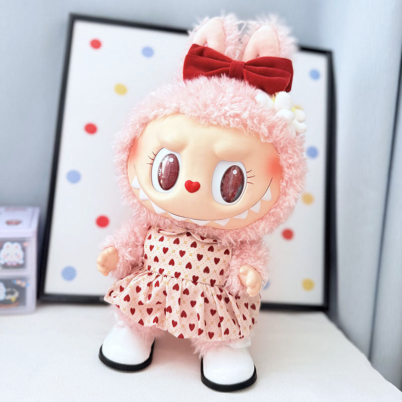 38Cm Labubu plush doll dress for Labubu doll dress MOKOKO sweet heart dress