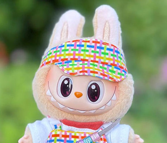 The first, second and third generation keychain Labubu clothes pendant Labubu baby clothes bubble gum color overalls set cute