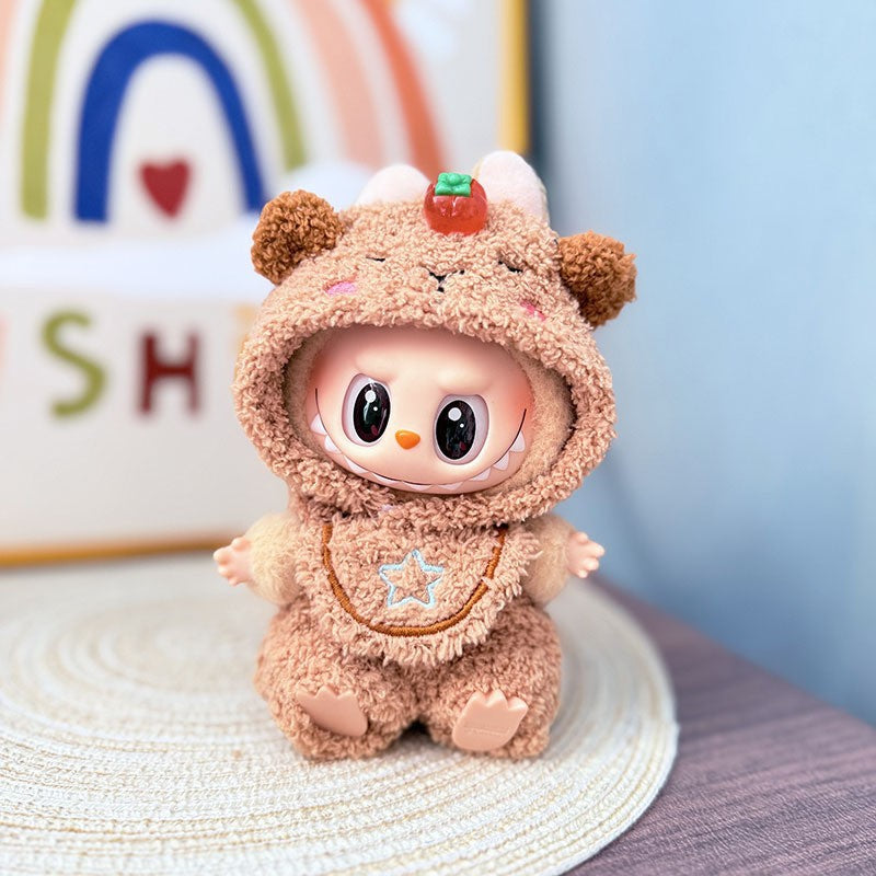 The first, second and third generation keychain Labubu clothes pendant Labubu baby clothes trendy sweater overalls set is cute.