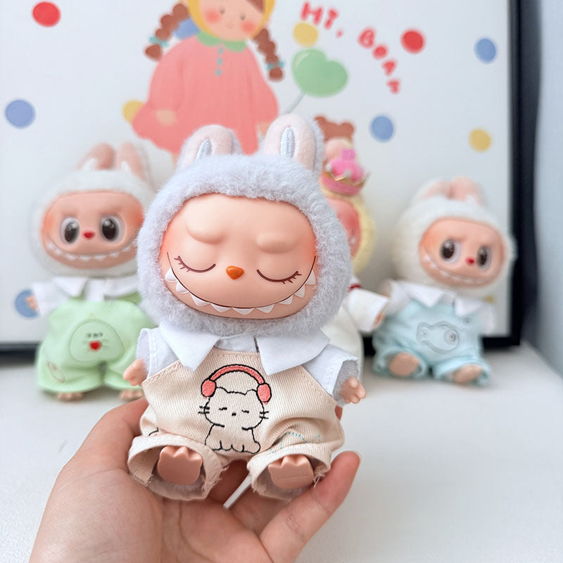 First and second generation keychain Labubu clothes pendant Labubu baby clothes cat puppy fish overalls set cute