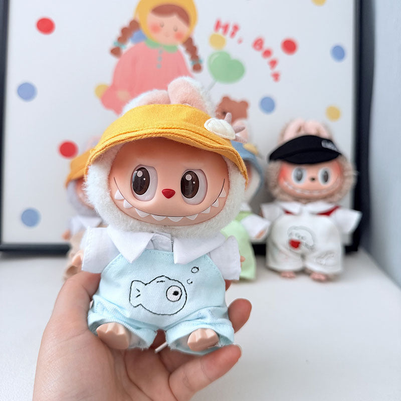 First and second generation keychain Labubu clothes pendant Labubu baby clothes cat puppy fish overalls set cute