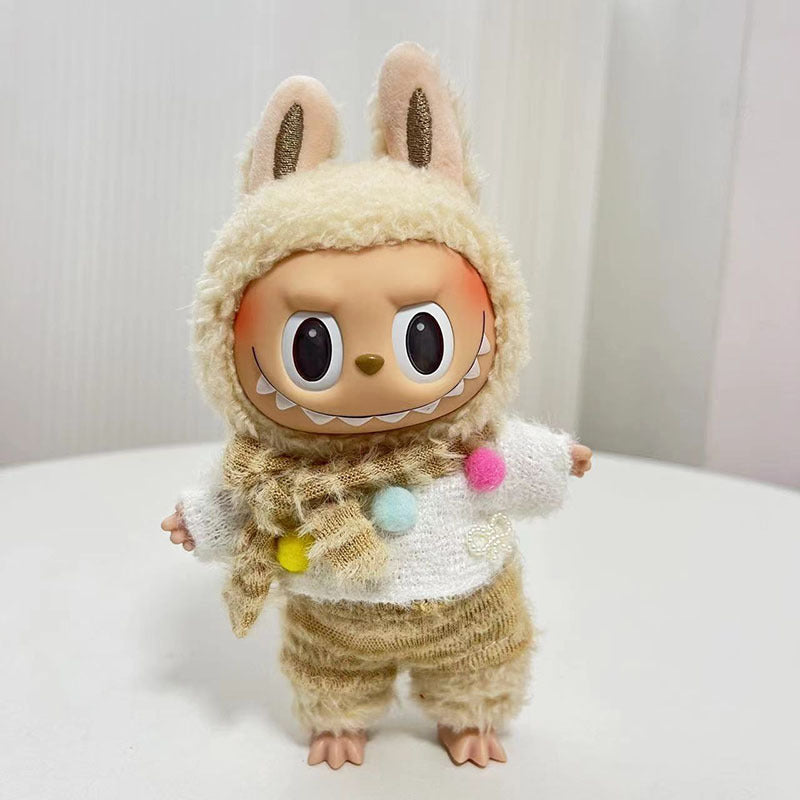 17Cm blind box rabub for stylish zipper shirt cool zipper sweater labubu pendant clothes cute