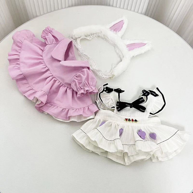38Cm rabub vinyl plush doll clothes for rabbit ears Alice skirt labubu doll skirt cute