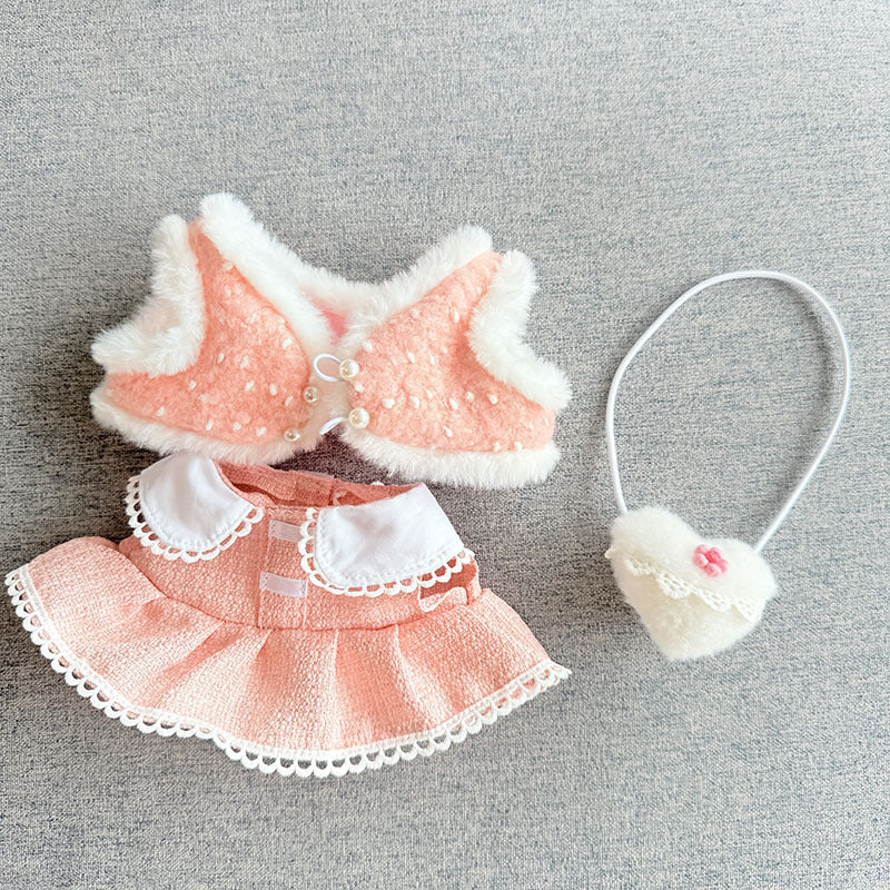 38Cm Labubu plush doll dress for Labubu doll MOKOKO sweetheart pearl cream dress
