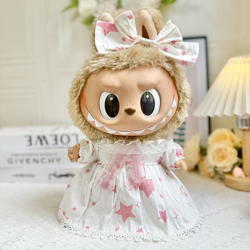38Cm Labubu vinyl plush doll clothes for Labubu doll clothes summer watermelon skirt set cute