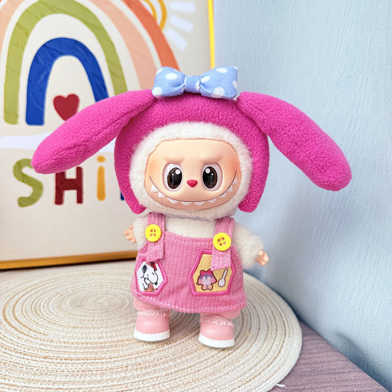 The first, second and third generation Labubu clothes pendant Labubu sitting party baby clothes big ears pink princess suit is cute