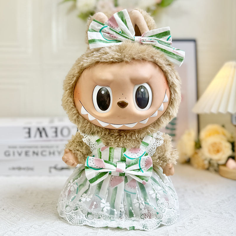 38Cm Labubu vinyl plush doll clothes for Labubu doll clothes summer watermelon skirt set cute
