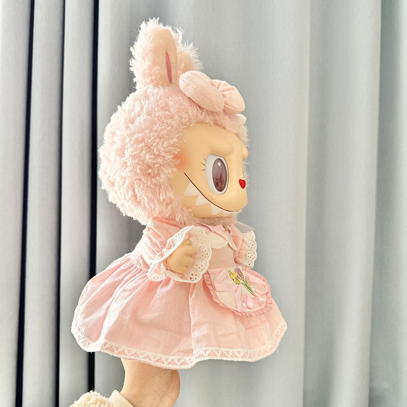 38Cm Labubu Plush Doll Clothing Labubu Doll MOKOKO Pink Tulip Dress Set Female