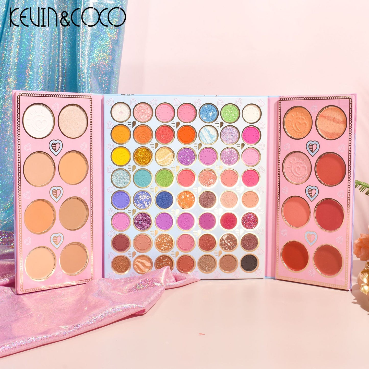 KEVIN & COCO 72-color eyeshadow disc folding model, pearlescent matte earth color lasting European and American style