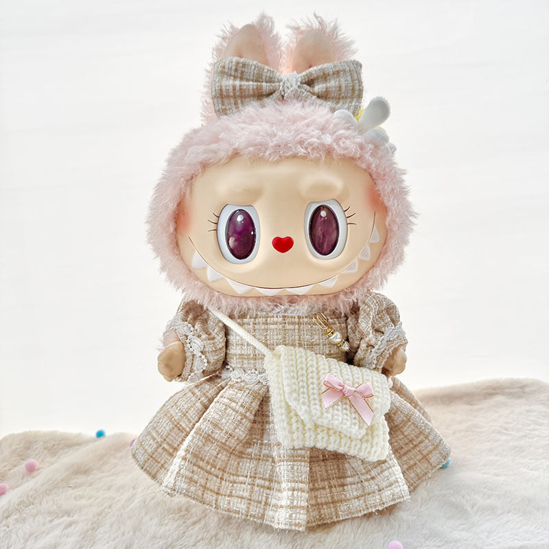 38Cm Labubu plush doll clothes for Labubu sweetheart doll baby clothes pearl small fragrant skirt set