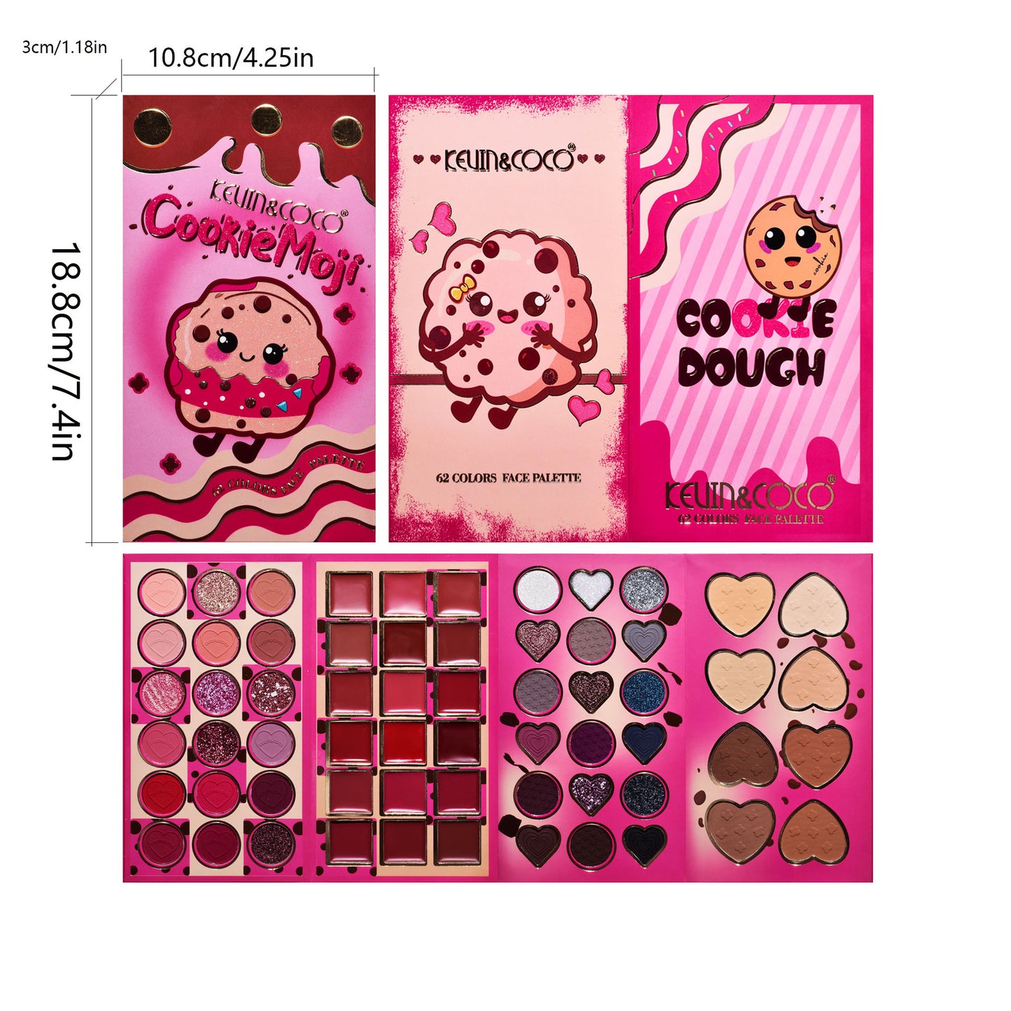 KEVIN & COCO 62-color cute cookie cheese fries, eyeshadow beads matte four-fold eyes