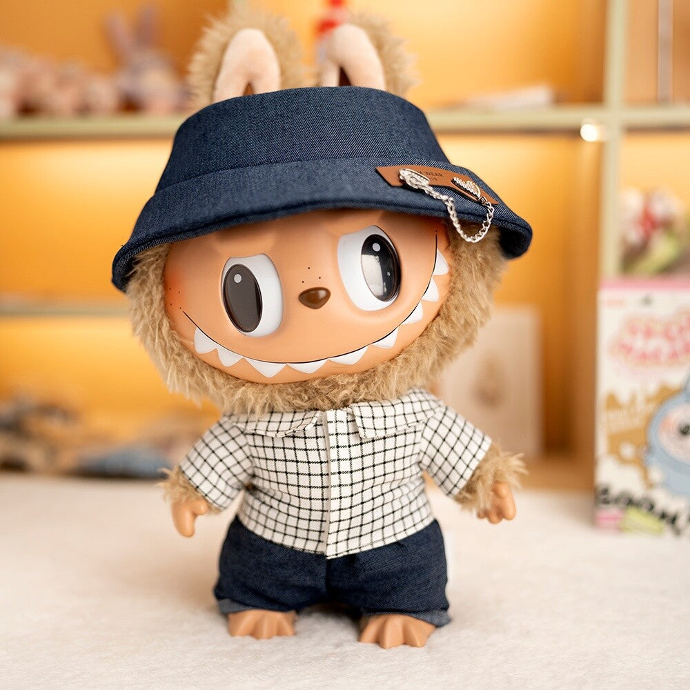38Cm Labubu plush doll clothes for Labubu doll clothes accessories large love chain hat