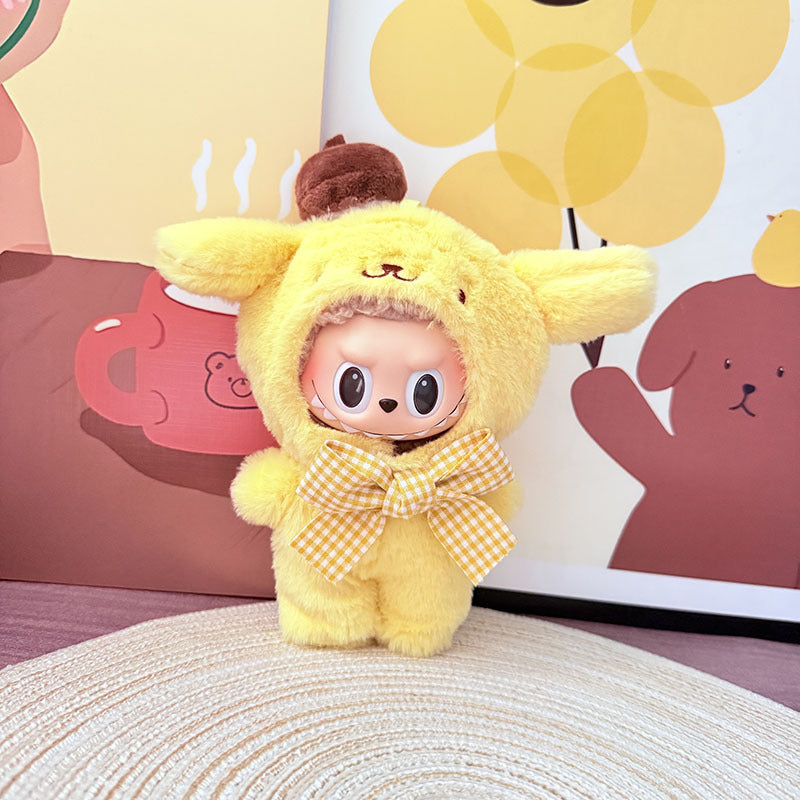The first, second and third generation keychain Labubu clothes pendant Labubu baby clothes trendy sweater overalls set is cute.