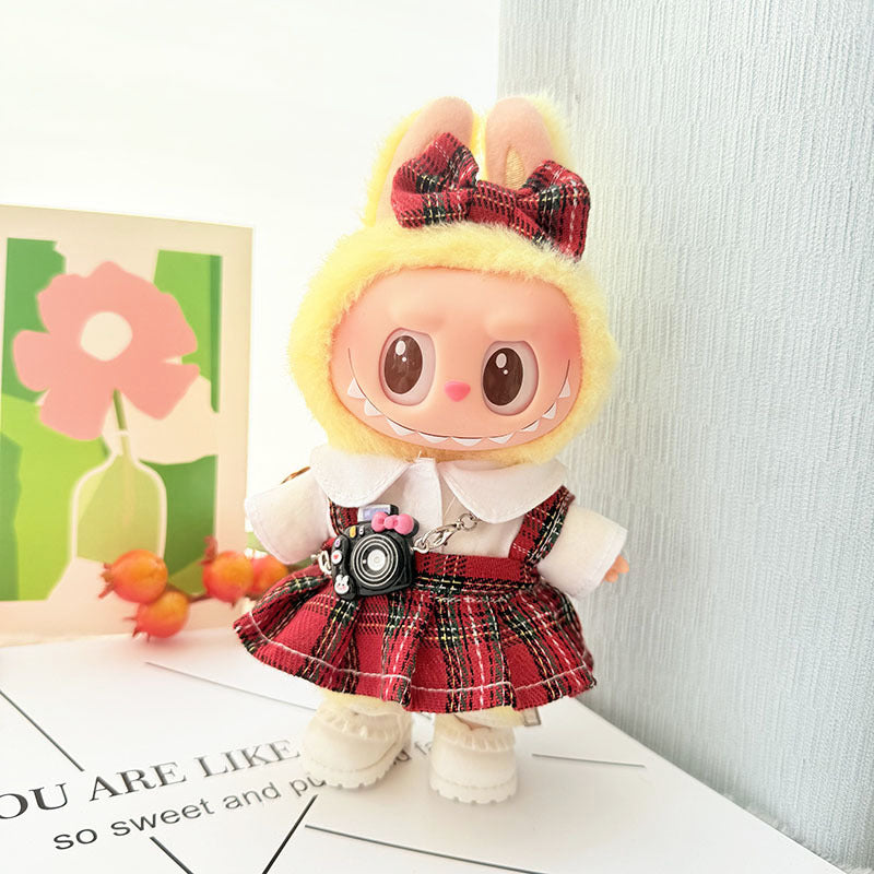 17Cm Labubuwa clothes LABUBU blind box sitting party one two three generations cute sweetheart Sugra dress cute