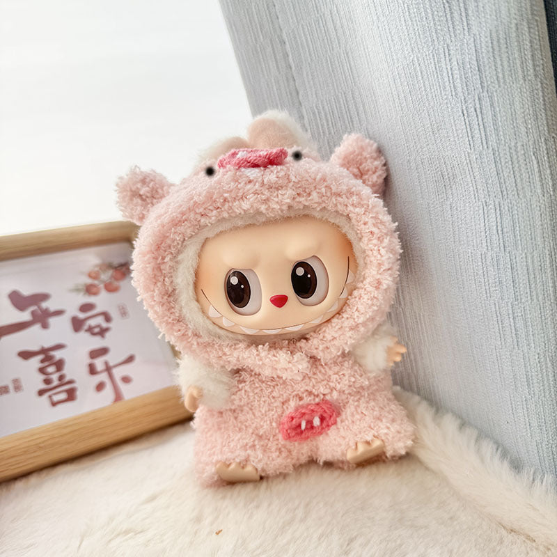 17Cm Labubuwa clothes LABUBU blind box sitting party one two three generations cute cloud velvet three eyes cute