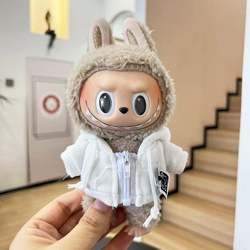 17Cm blind box rabub for stylish zipper shirt cool zipper sweater labubu pendant clothes cute