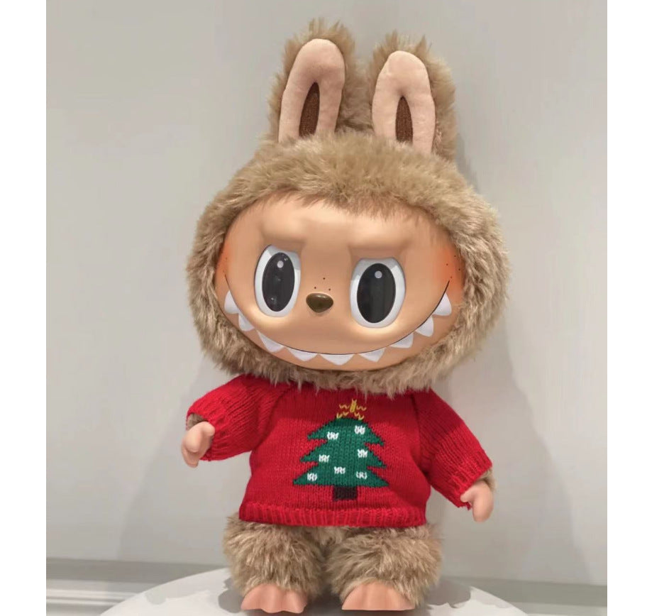 38Cm Labubu vinyl plush doll clothes for Labubu doll clothes striped animal shirt set cute
