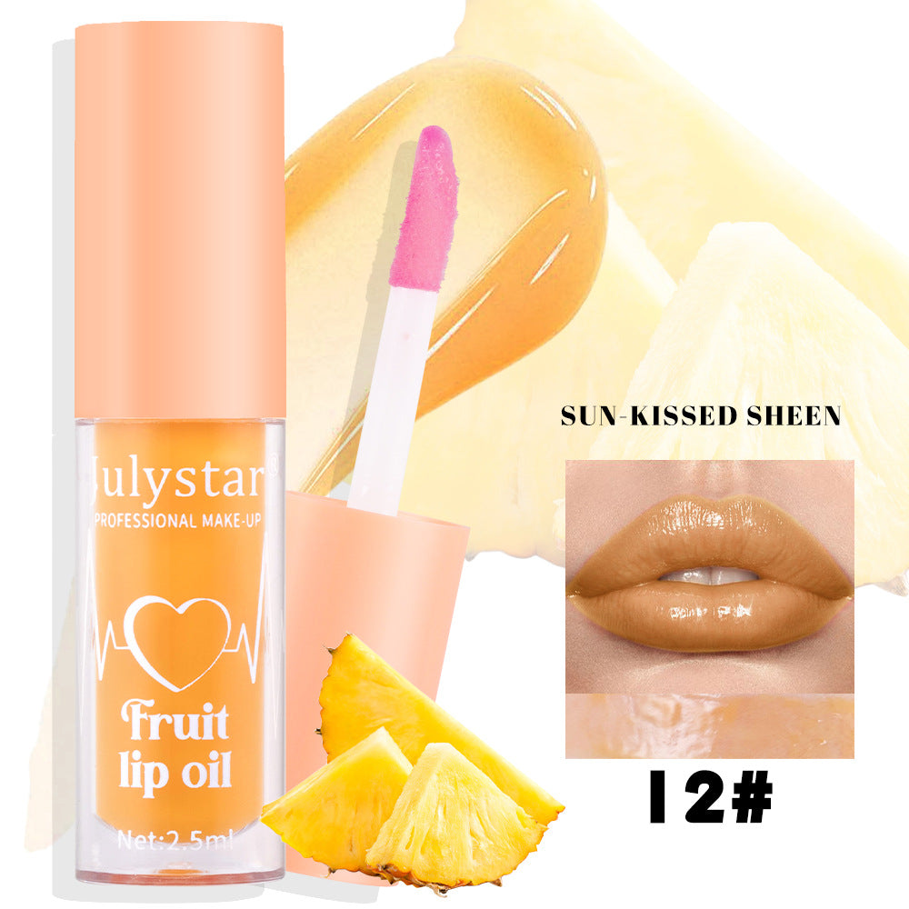 Julystar 20 Color Fruit Lip Glaze Water Light Transparent Moisturizing Moisturizing Temperature Variable Pearlescent Lip Oil