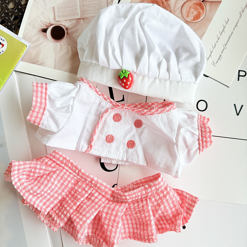 38Cm Labubu plush doll clothes for Labubu doll MOKOKO sweetheart strawberry chef outfit cute
