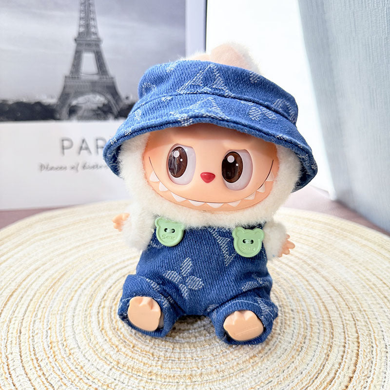 The first, second and third generation Labubu clothes pendant Labubu sitting baby clothes NY overalls sports suit is trendy and cute