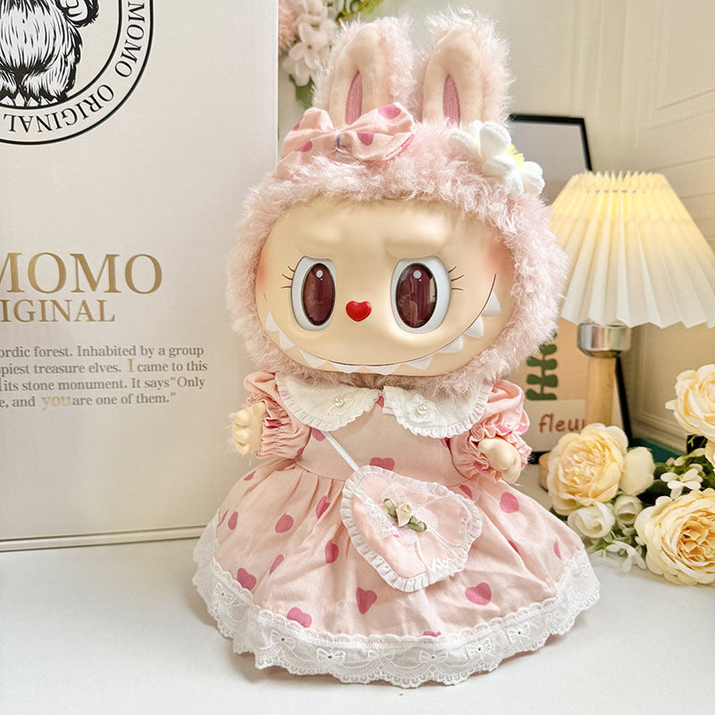38Cm Labubu plush doll clothes for Labubu doll clothes MOKOKO sweetheart spring overalls