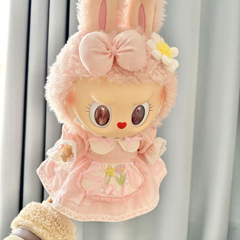 38Cm Labubu Plush Doll Clothing Labubu Doll MOKOKO Pink Tulip Dress Set Female