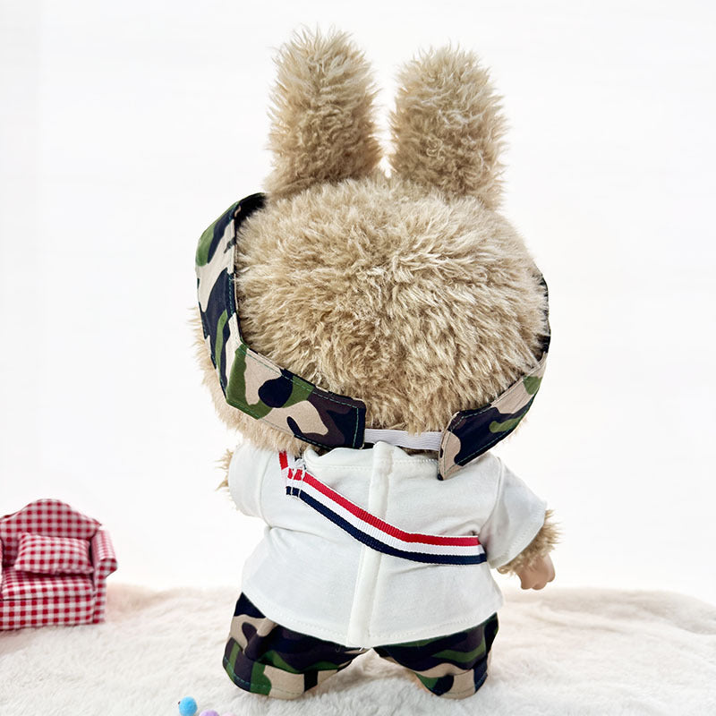38Cm Labubu plush doll clothes for Labubu doll baby clothes sweetheart cool camouflage suit cute