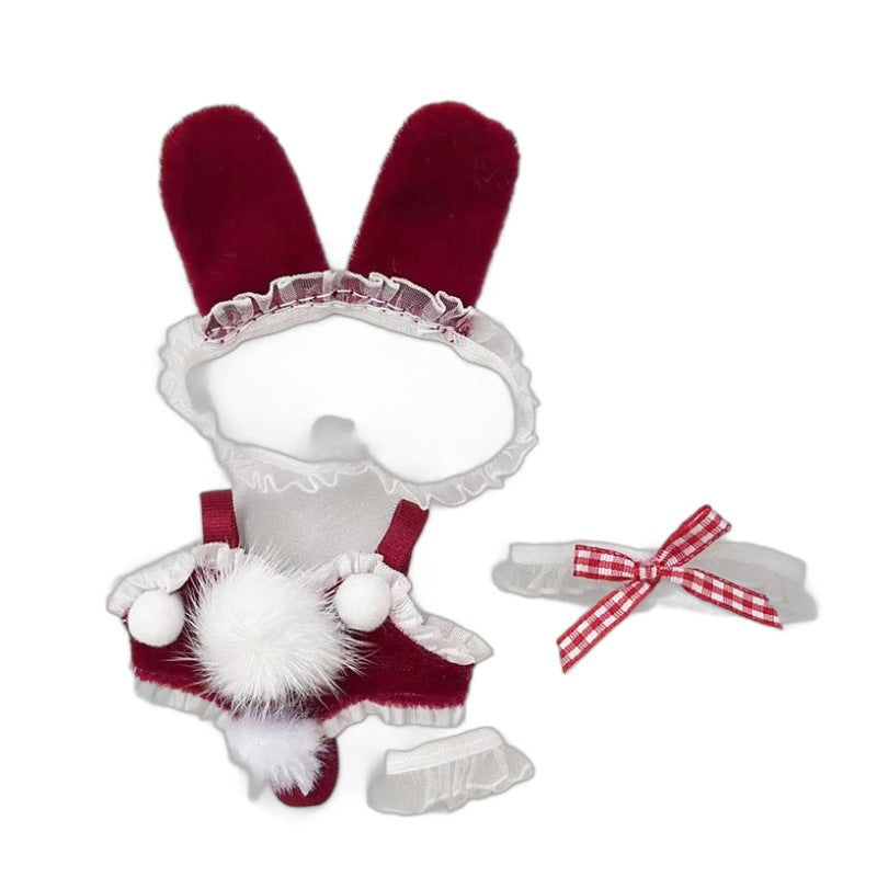 17Cm keychain Labubu wearing bunny girl suit couple model Labubu pendant baby clothes cute
