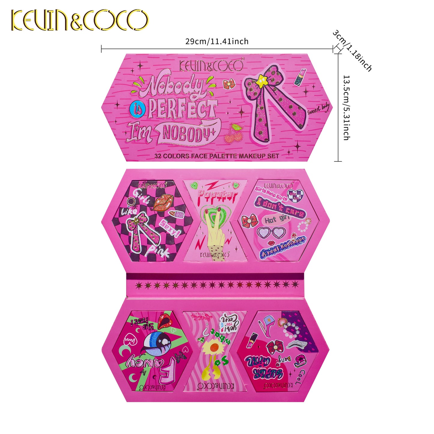 KEVIN & COCO 32-color bow, eyeshadow beads matte, inner pocket dead plate
