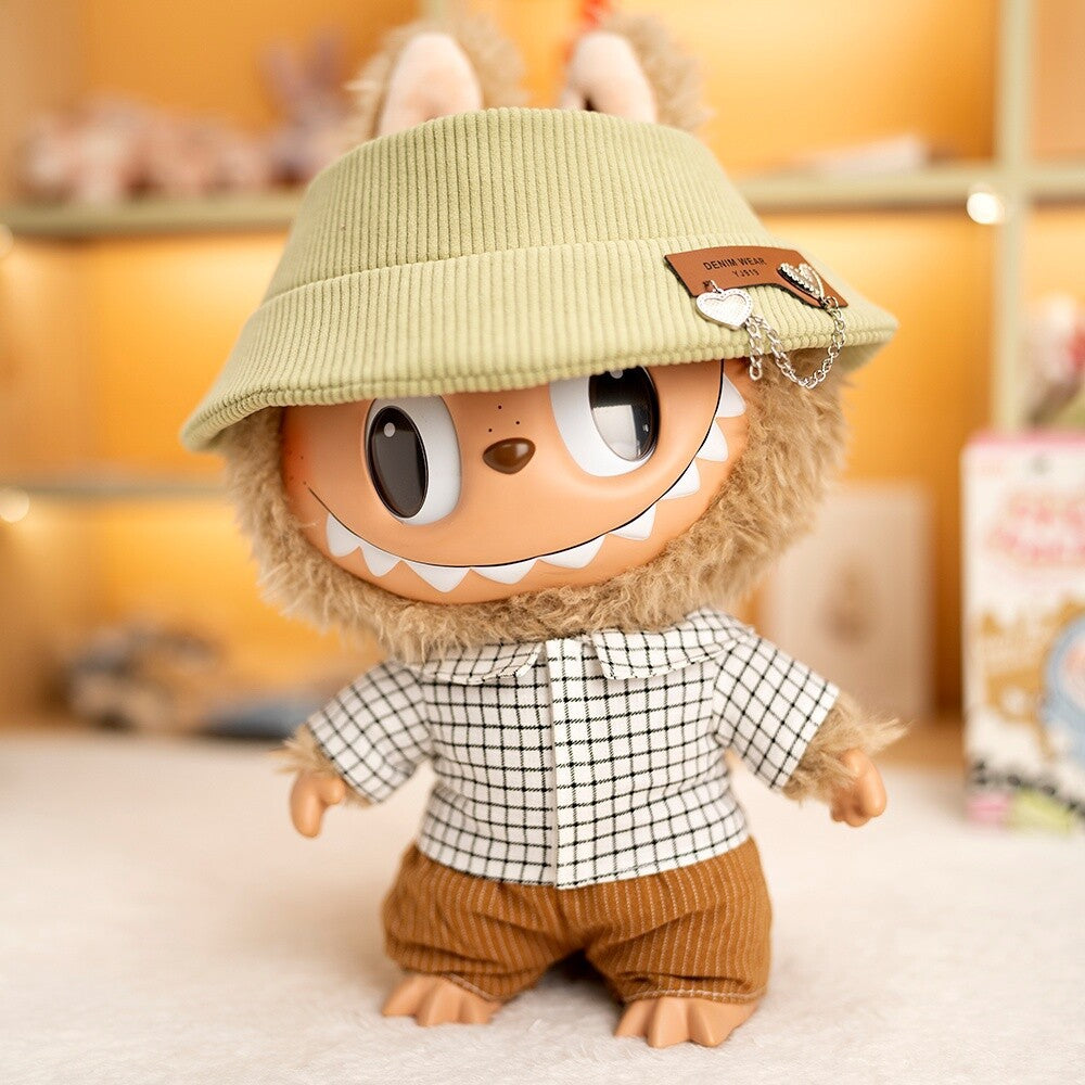 38Cm Labubu plush doll clothes for Labubu doll clothes accessories large love chain hat